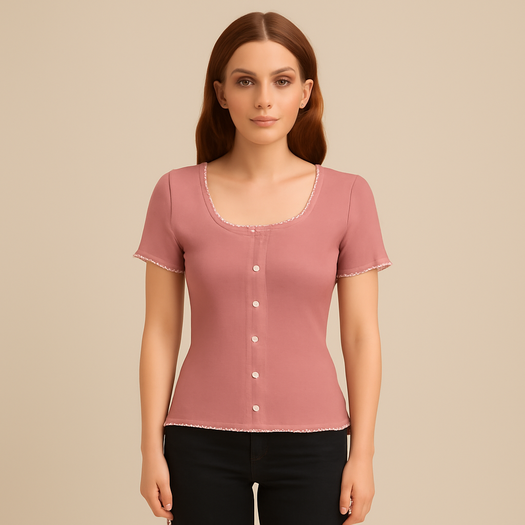 Fienmode | Women – Button-Down Cropped Top – Simple and Stylish